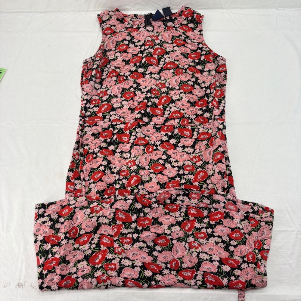 Vintage Basic Editions Womens Red Pink Poppy Floral Sleeveless Dress Size 4